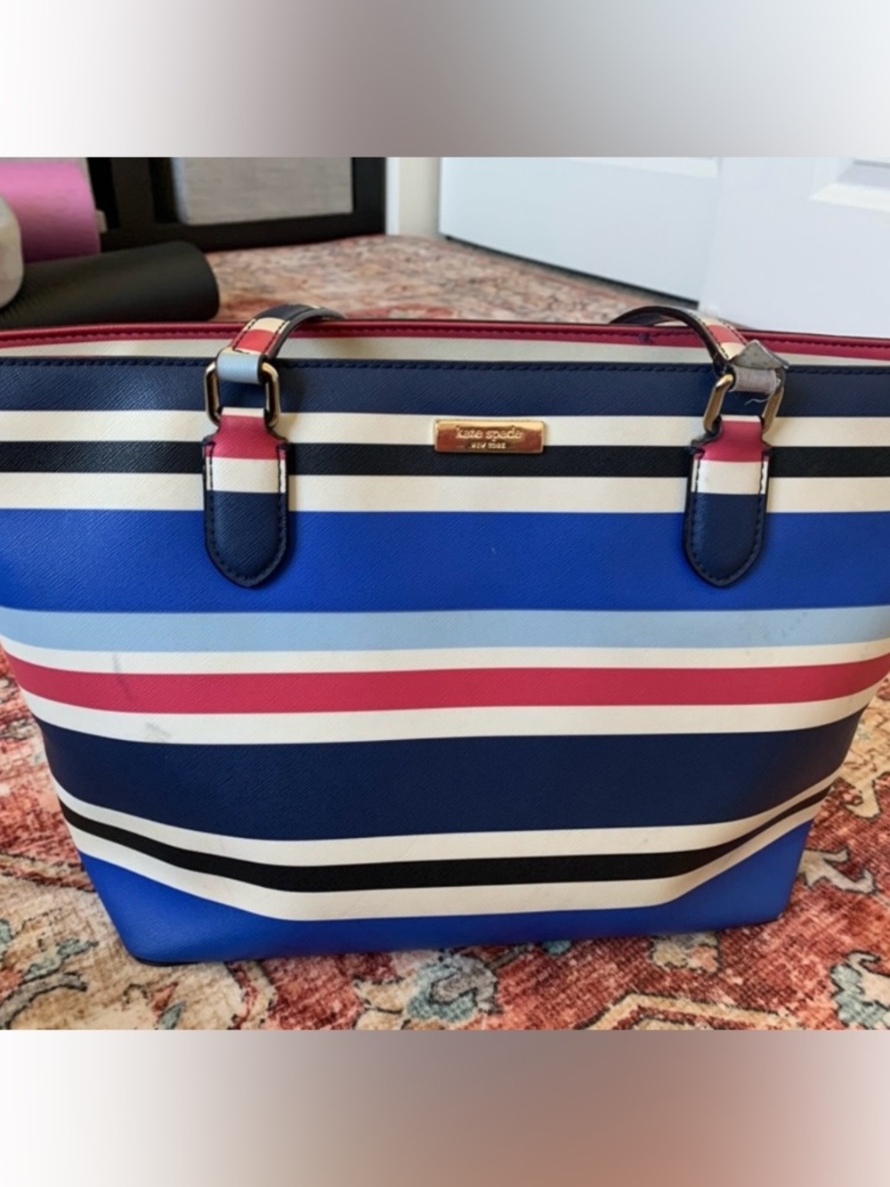 kate spade Striped Tote in Navy, Blue & Pink - Picture 4 of 8